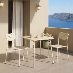 Τραπεζαρία Moraja Deraby I  σετ 3τεμ κρεμ μέταλλο 70x70x73εκ