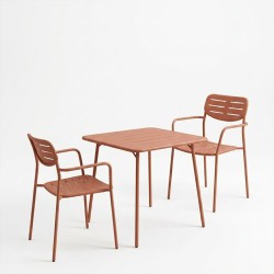 Τραπεζαρία Moraja Deraby  σετ 3τεμ terracotta μέταλλο 70x70x73εκ