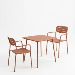 Τραπεζαρία Moraja Deraby  σετ 3τεμ terracotta μέταλλο 70x70x73εκ