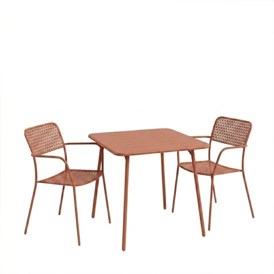 Τραπεζαρία Moraja Federal  σετ 3τεμ terracotta μέταλλο 70x70x73εκ