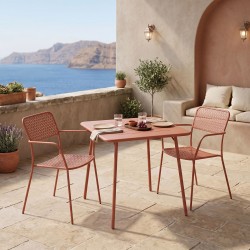 Τραπεζαρία Moraja Federal  σετ 3τεμ terracotta μέταλλο 70x70x73εκ