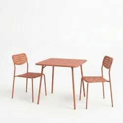 Τραπεζαρία Moraja Deraby I  σετ 3τεμ terracotta μέταλλο 70x70x73εκ