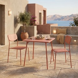 Τραπεζαρία Moraja Deraby I  σετ 3τεμ terracotta μέταλλο 70x70x73εκ