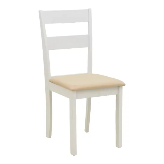 Τραπεζαρία Dallan Lars  5τεμ λευκό rubberwood Φ100(+38)x100x75εκ