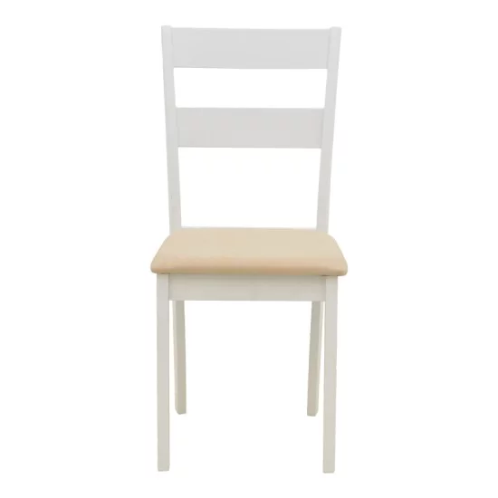 Τραπεζαρία Dallan Lars  5τεμ λευκό rubberwood Φ100(+38)x100x75εκ