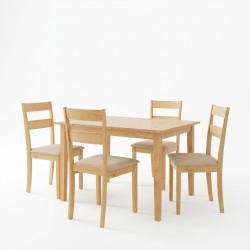 Τραπεζαρία Dallan Country  5τεμ σε φυσική απόχρωση rubberwood 120-150x80x74εκ