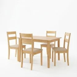 Τραπεζαρία Dallan Country  5τεμ σε φυσική απόχρωση rubberwood 120-150x80x74εκ