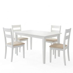 Τραπεζαρία Dallan Mabor  5τεμ λευκό rubberwood 120-150x80x73,8εκ