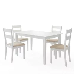 Τραπεζαρία Dallan Mabor  5τεμ λευκό rubberwood 120-150x80x73,8εκ