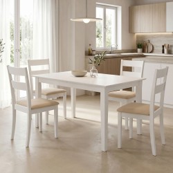 Τραπεζαρία Dallan Mabor  5τεμ λευκό rubberwood 120-150x80x73,8εκ