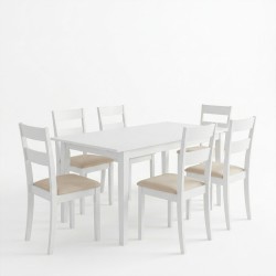 Τραπεζαρία Dallan Mabor  7τεμ λευκό rubberwood 120-150x80x73,8εκ