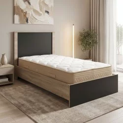 Κρεβάτι με στρώμα Athos Sleepy  sonoma ανθρακί 90x190εκ