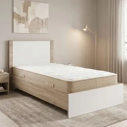 Κρεβάτι με στρώμα Athos Sleepy  sonoma λευκό 90x190εκ