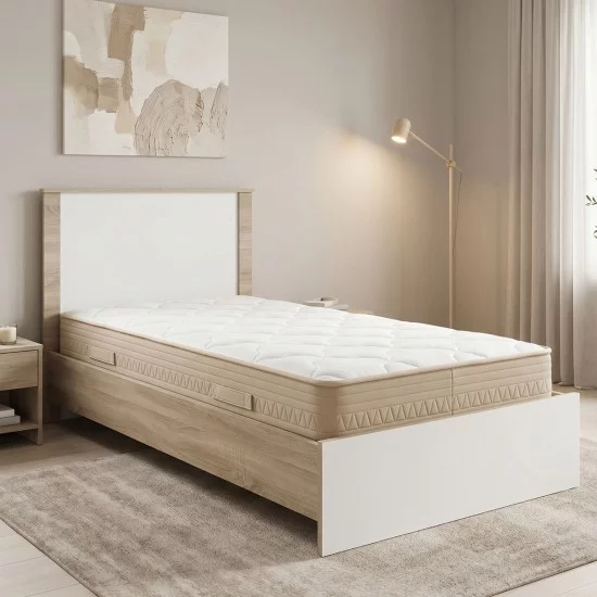 Κρεβάτι με στρώμα Athos Sleepy  sonoma λευκό 90x190εκ