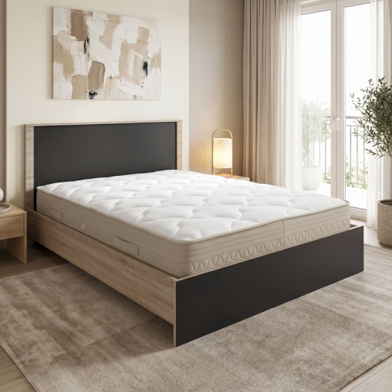 Κρεβάτι με στρώμα Athos Sleepy  sonoma ανθρακί 160x200εκ