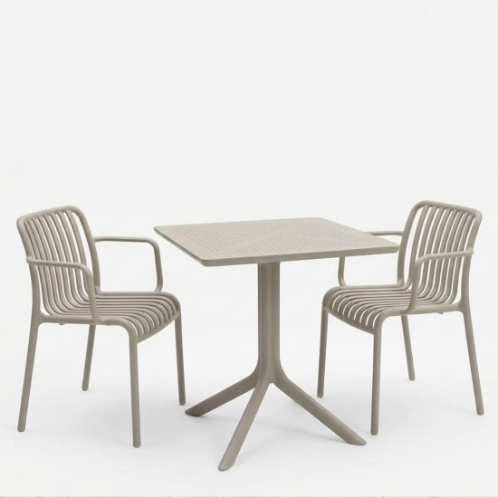 Τραπεζαρία Zoi Groovy  σετ 3τεμ cappuccino PP 80x80x74εκ