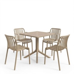 Τραπεζαρία Zoi Groovy  σετ 5τεμ cappuccino PP 80x80x74εκ