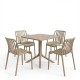 Τραπεζαρία Zoi Groovy  σετ 5τεμ cappuccino PP 80x80x74εκ