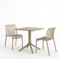 Τραπεζαρία Zoi Groovy  σετ 3τεμ cappuccino PP 80x80x74εκ