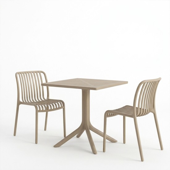 Τραπεζαρία Zoi Groovy  σετ 3τεμ cappuccino PP 80x80x74εκ