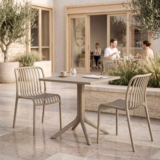 Τραπεζαρία Zoi Groovy  σετ 3τεμ cappuccino PP 80x80x74εκ