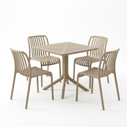 Τραπεζαρία Zoi Groovy  σετ 5τεμ cappuccino PP 80x80x74εκ