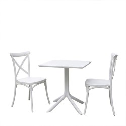 Τραπεζαρία Groovy Crossie  σετ 3τεμ λευκό PP 60x60x76εκ