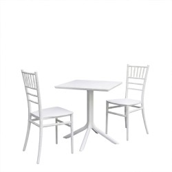 Τραπεζαρία Groovy Tifany I  σετ 3τεμ λευκό PP 60x60x76εκ