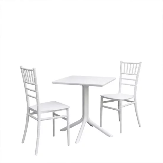 Τραπεζαρία Groovy Tifany I  σετ 3τεμ λευκό PP 60x60x76εκ