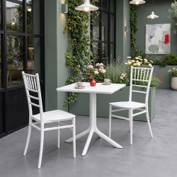 Τραπεζαρία Groovy Tifany I  σετ 3τεμ λευκό PP 60x60x76εκ