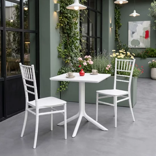 Τραπεζαρία Groovy Tifany I  σετ 3τεμ λευκό PP 60x60x76εκ