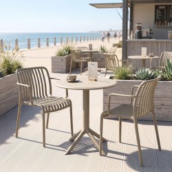 Τραπεζαρία Mercon Zoi  σετ 3τεμ cappuccino PP Φ60x75εκ
