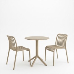 Τραπεζαρία Mercon Zoi  σετ 3τεμ cappuccino PP Φ60x75εκ
