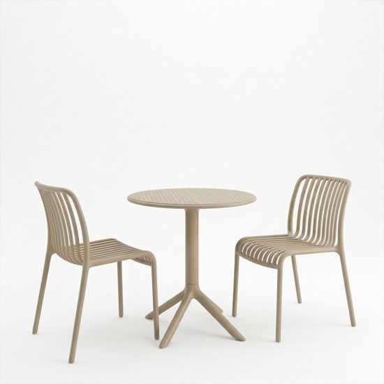 Τραπεζαρία Mercon Zoi  σετ 3τεμ cappuccino PP Φ60x75εκ