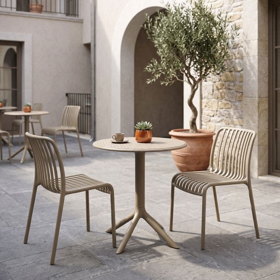 Τραπεζαρία Mercon Zoi  σετ 3τεμ cappuccino PP Φ60x75εκ