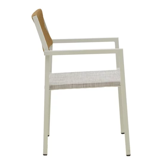 Τραπεζαρία Dagyn Savor  σετ 7τεμ λευκό αλουμίνιο με textline PE rattan σε φυσική απόχρωση 180-240x90x76εκ