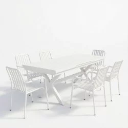 Τραπεζαρία Dagyn Vista  σετ 7τεμ λευκό αλουμίνιο 180-240x90x76εκ