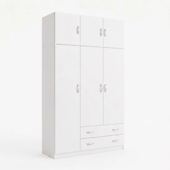 Ντουλάπα τρίφυλλη με πατάρι Alvia  λευκό 150x51x240εκ