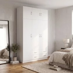 Ντουλάπα τρίφυλλη με πατάρι Alvia  λευκό 150x51x240εκ