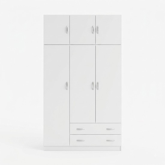 Ντουλάπα τρίφυλλη με πατάρι Alvia  λευκό 150x51x240εκ