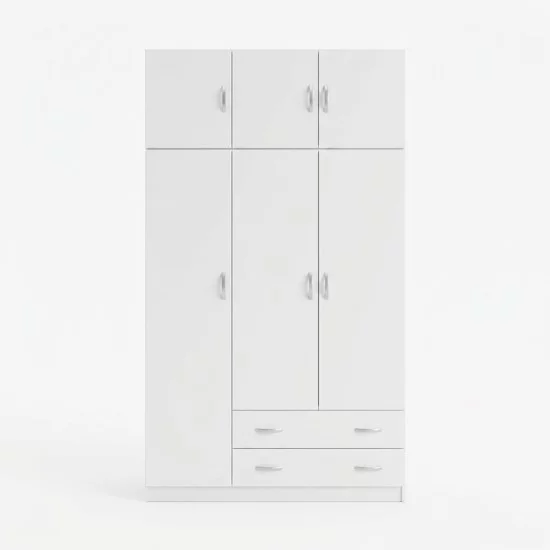 Ντουλάπα τρίφυλλη με πατάρι Alvia  λευκό 150x51x240εκ