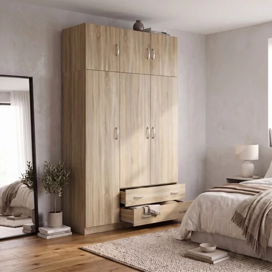 Ντουλάπα τρίφυλλη με πατάρι Alvia  sonoma 150x51x240εκ