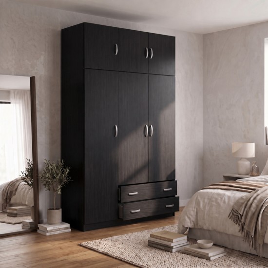 Ντουλάπα τρίφυλλη με πατάρι Alvia  wenge 150x51x240εκ