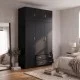 Ντουλάπα τρίφυλλη με πατάρι Alvia  wenge 150x51x240εκ