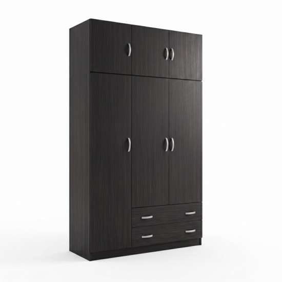 Ντουλάπα τρίφυλλη με πατάρι Alvia  wenge 150x51x240εκ