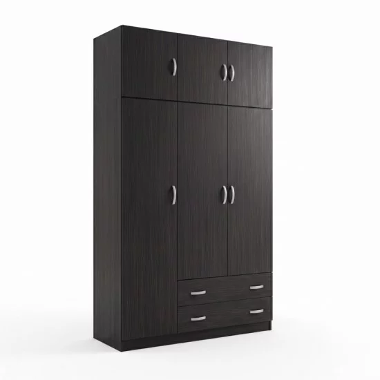 Ντουλάπα τρίφυλλη με πατάρι Alvia  wenge 150x51x240εκ