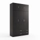 Ντουλάπα τρίφυλλη με πατάρι Alvia  wenge 150x51x240εκ