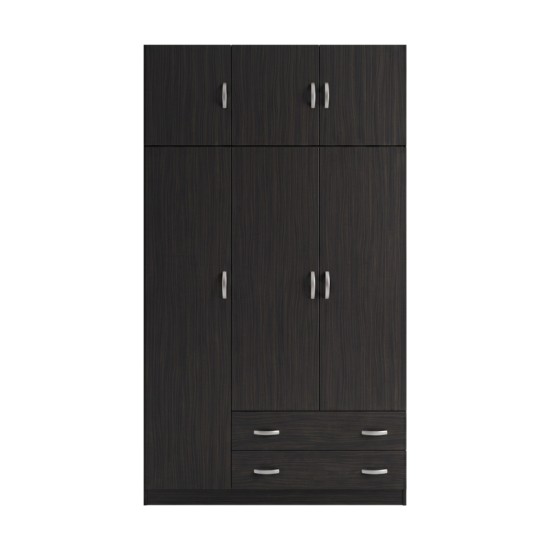 Ντουλάπα τρίφυλλη με πατάρι Alvia  wenge 150x51x240εκ