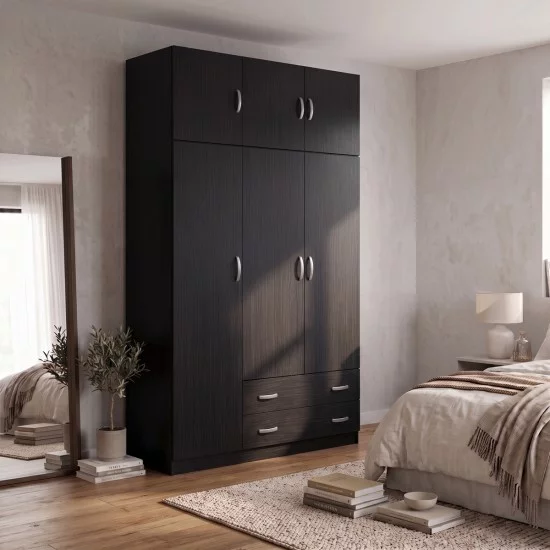 Ντουλάπα τρίφυλλη με πατάρι Alvia  wenge 150x51x240εκ