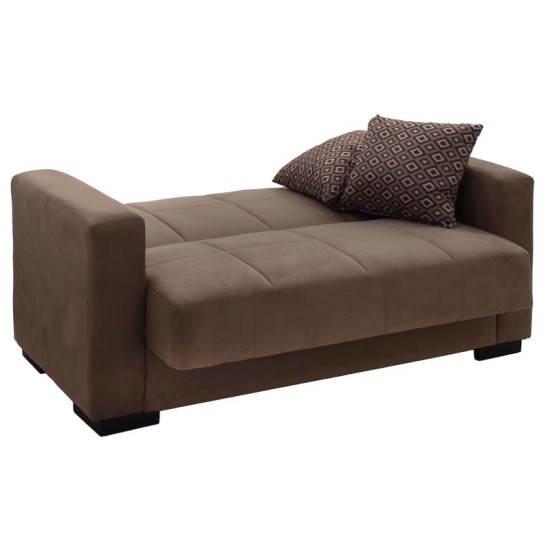 Kαναπές κρεβάτι Vox pakoworld 2θέσιος ύφασμα βελουτέ καφέ 148x77x80εκ Model: 213-000004
